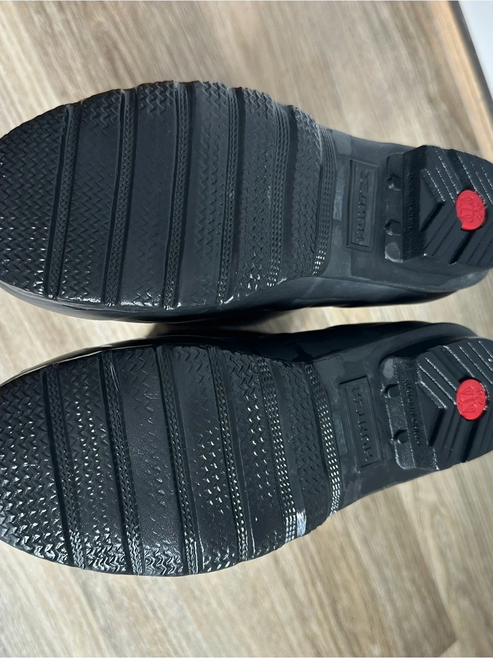 Hunter Black Rain Boots with Red-Trim Logo